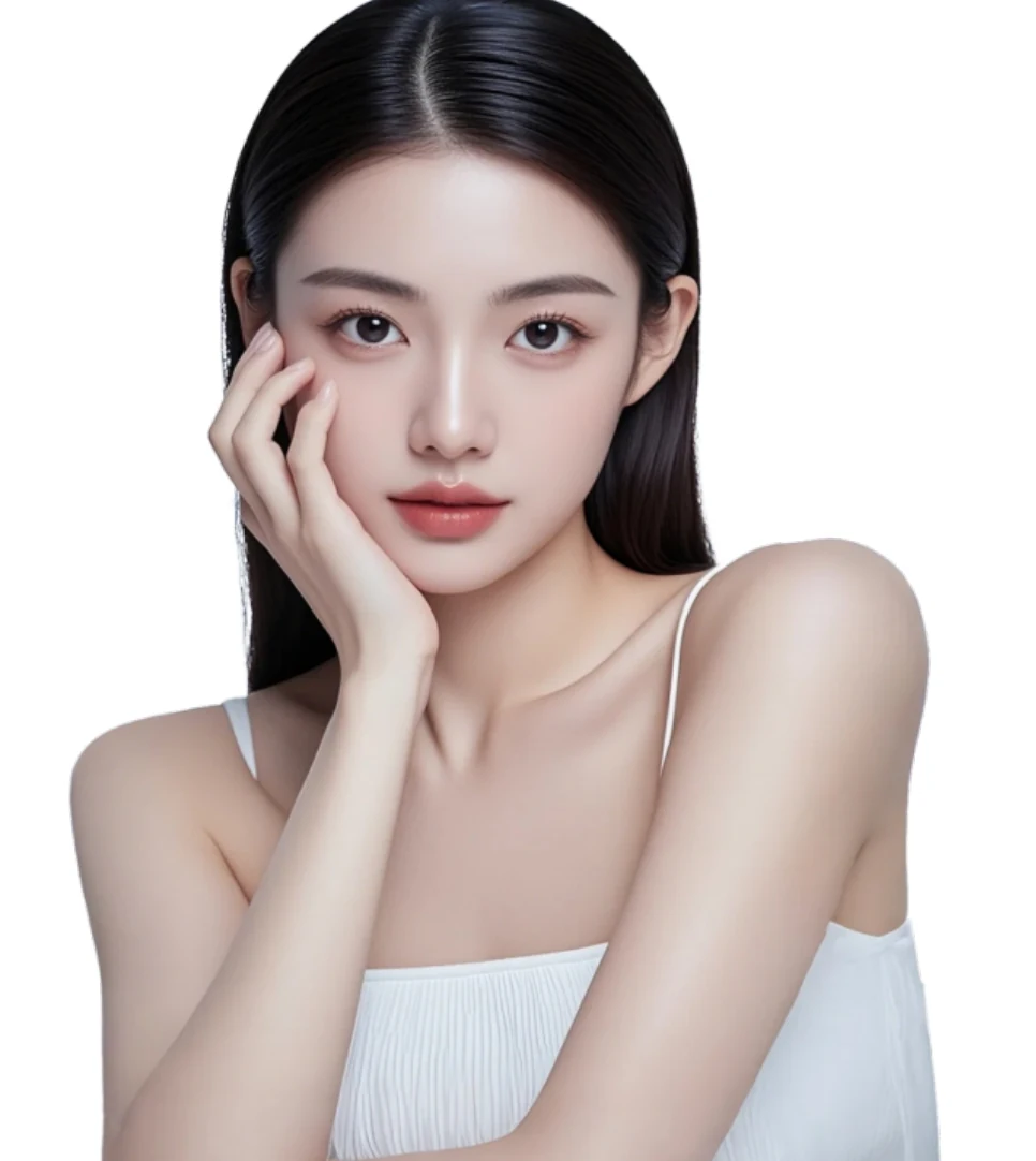 Minimal skin-focused beauty editorial photograph representing a premium skincare positioning