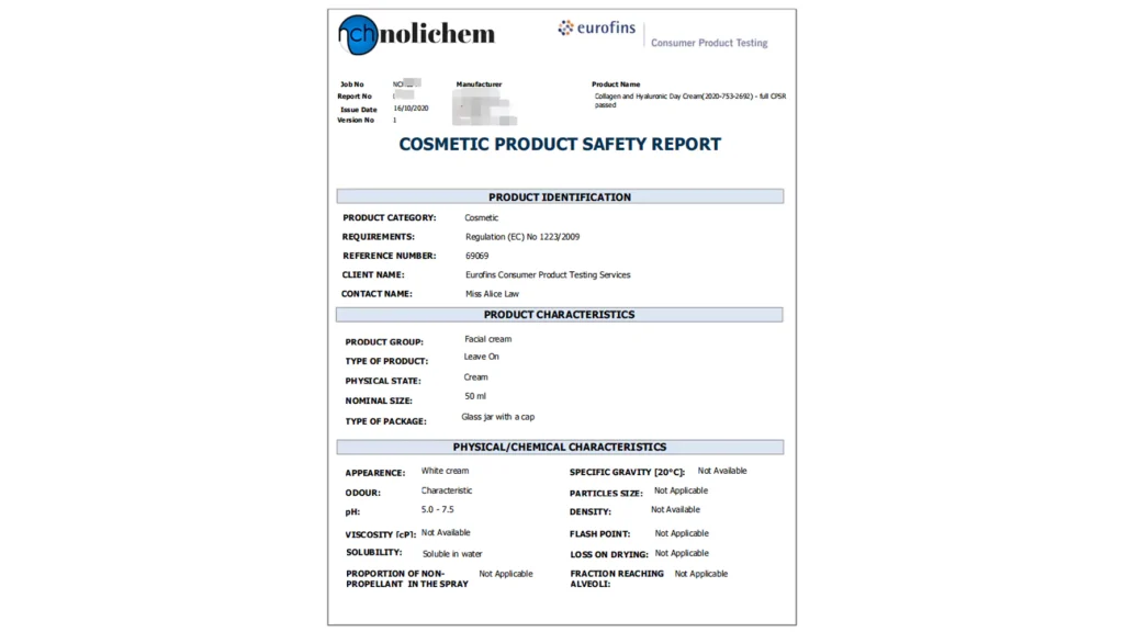 cosmetics certificates