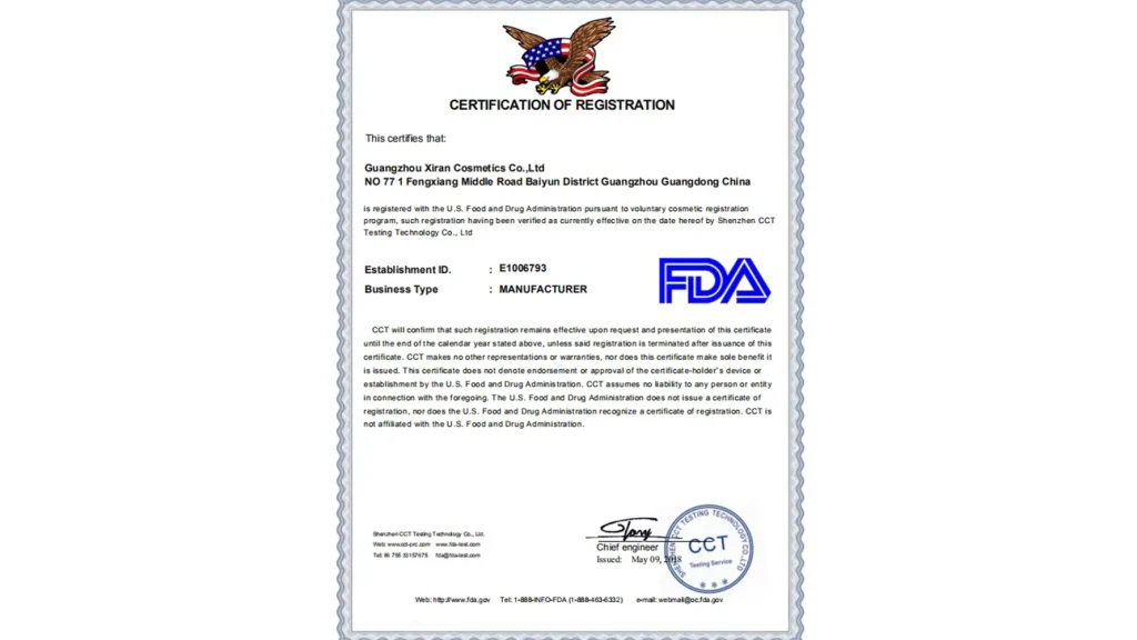 cosmetics certificates