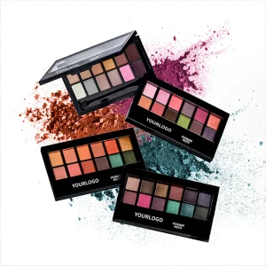 Logo personnalisé 12 couleurs Palette d'ombres à paupières végétaliennes longue durée