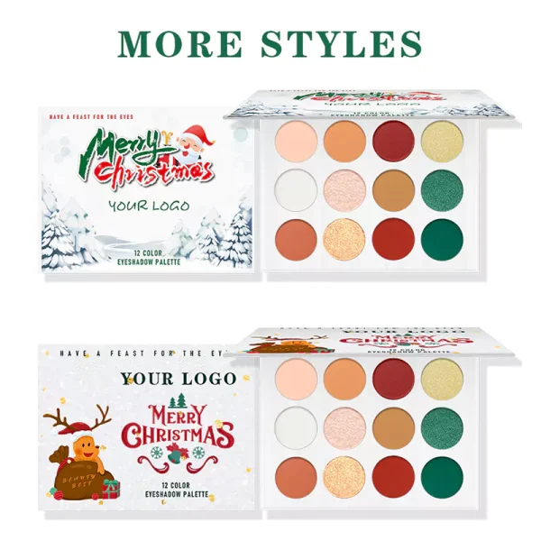 Custom Logo Christmas Eyeshadow Palette Vegan Glitter Eye Shadow Pigment Palette - Image 5