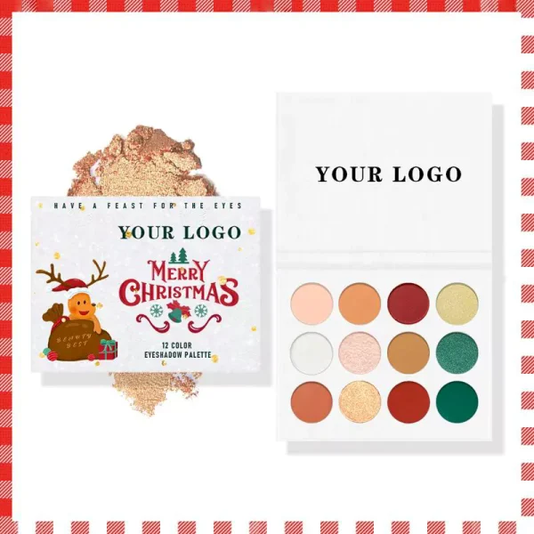 Custom Logo Christmas Eyeshadow Palette Vegan Glitter Eye Shadow Pigment Palette - Image 4