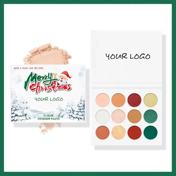 Custom Logo Christmas Eyeshadow Palette Vegan Glitter Eye Shadow Pigment Palette - Image 3
