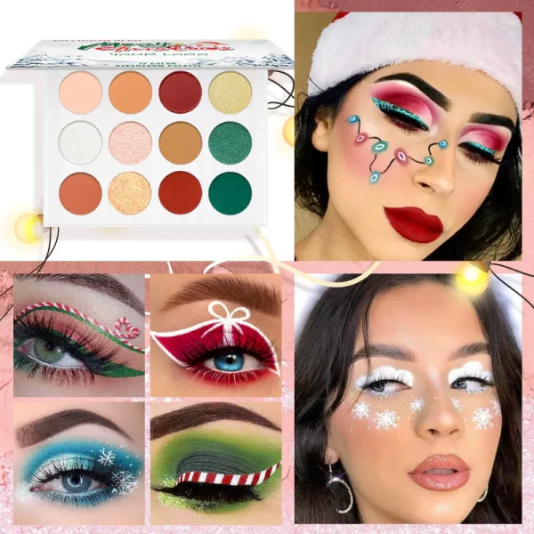Custom Logo Christmas Eyeshadow Palette Vegan Glitter Eye Shadow Pigment Palette - Image 2