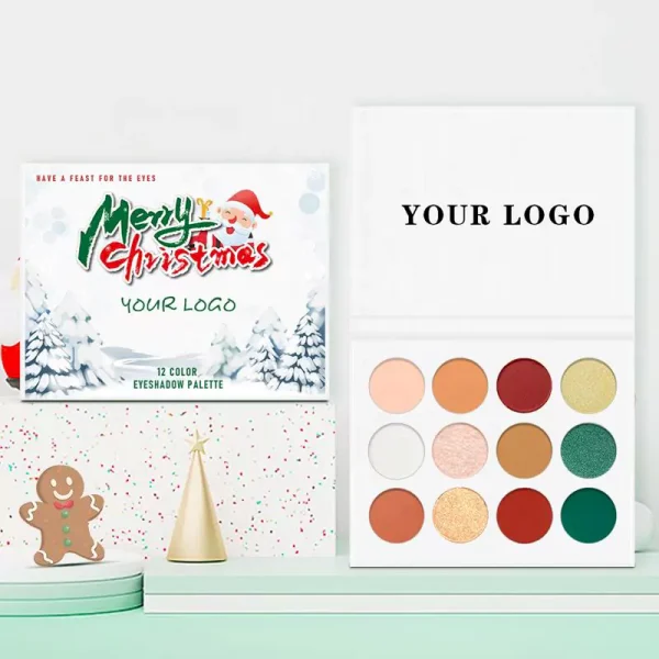 Custom Logo Christmas Eyeshadow Palette Vegan Glitter Eye Shadow Pigment Palette