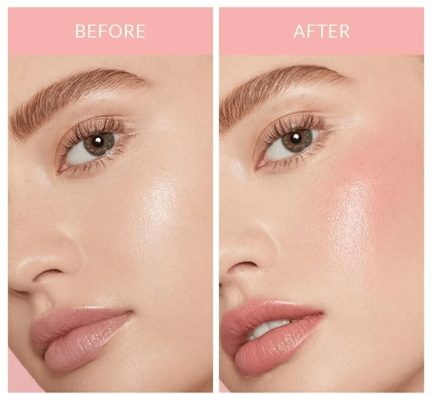liquid blush use before & after