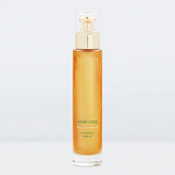 private label illuminating body shimmer oil with 24k gold