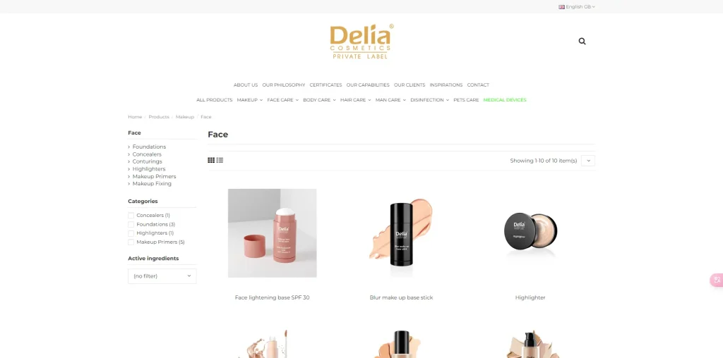 delia cosmetics private label