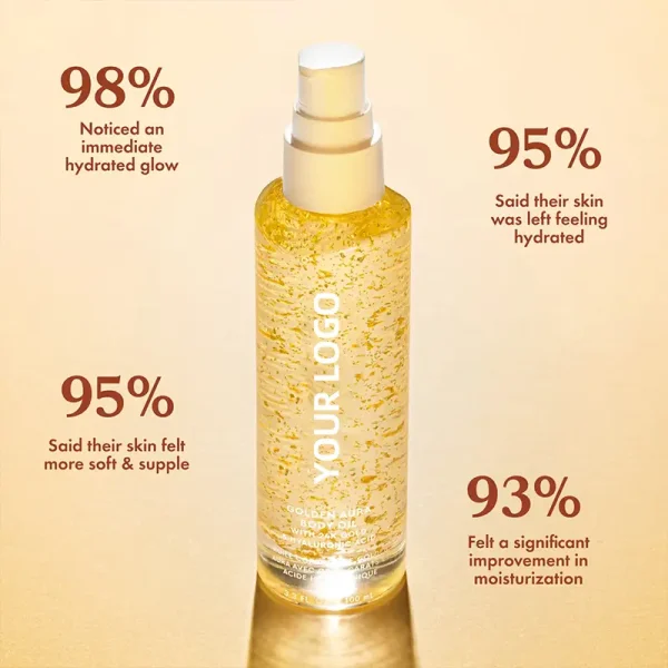 private label illuminating body oil with 24k gold for skin glow