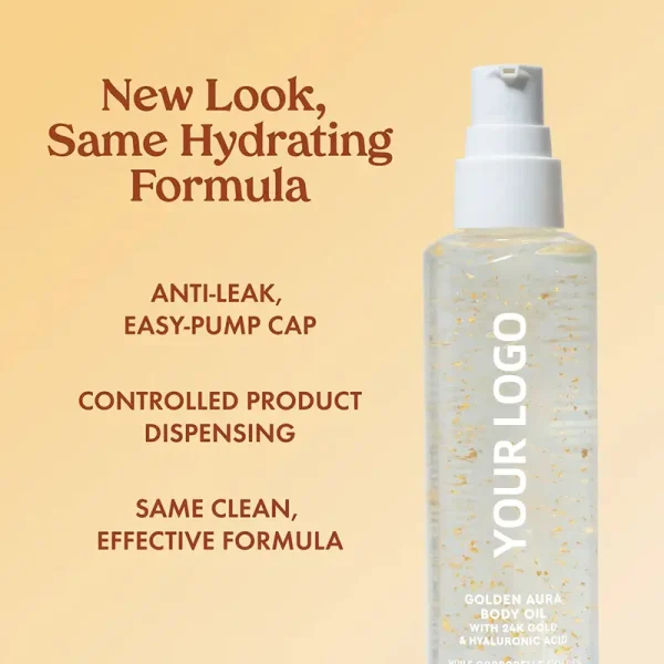 private label illuminating body oil with 24k gold for skin glow