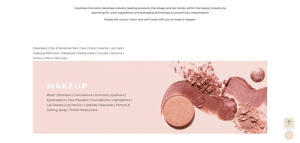 our product columbia cosmetics