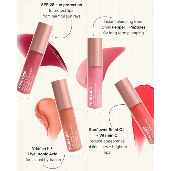 private label lip sun protection spf 28 plumping lip oil