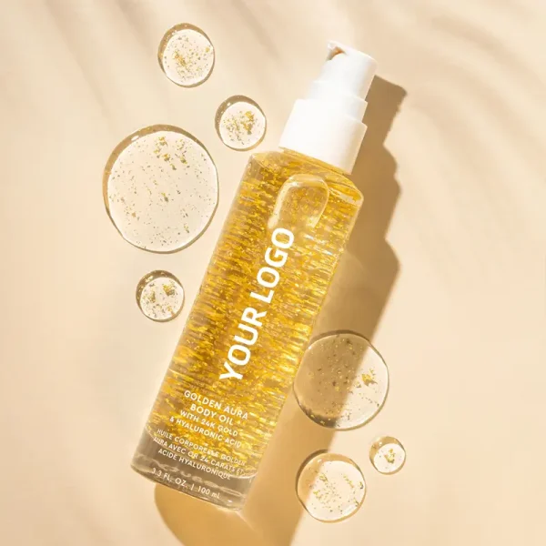 private label illuminating body oil with 24k gold for skin glow