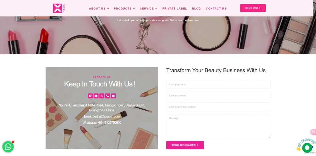 xiran cosmetics contact information