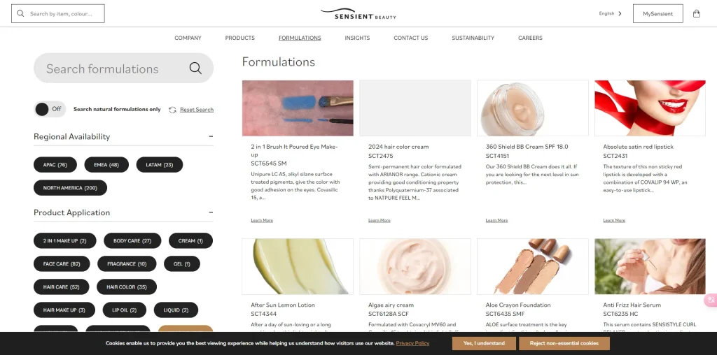 formulation finder sensient beauty