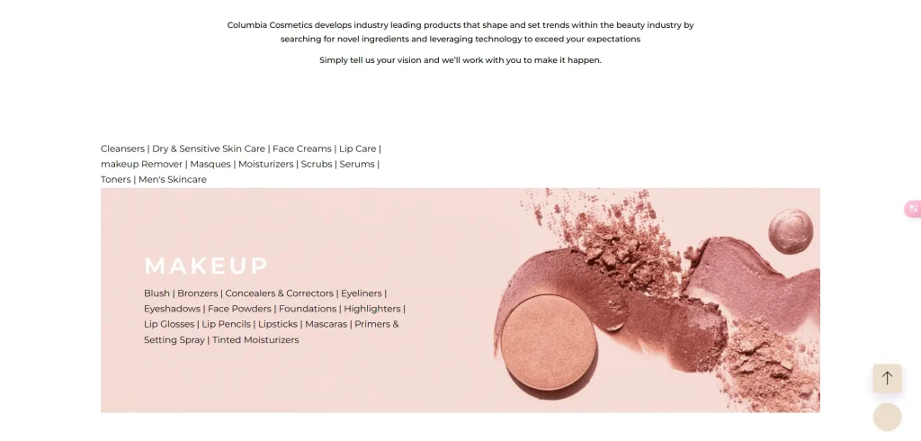 makeup product columbia cosmetics