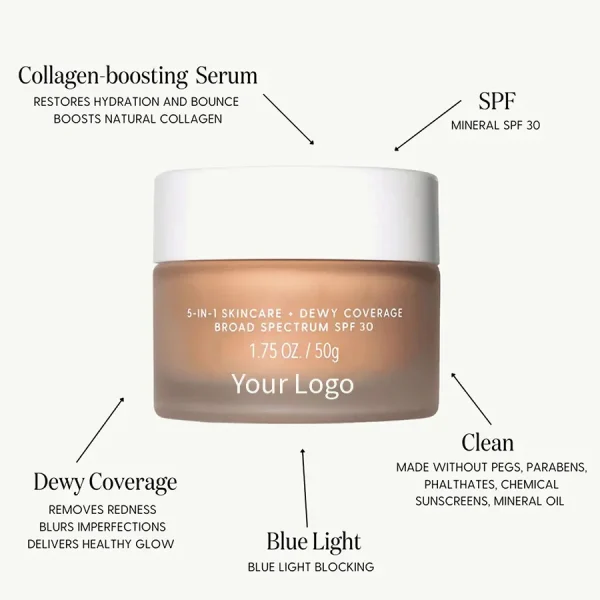 private label whipped tinted moisturizer with spf 30 foundation