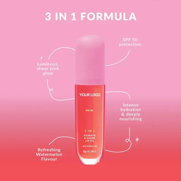 private label spf50 3 in 1 hydrating plumping spf lip oil