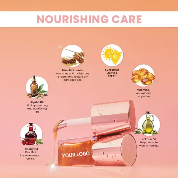 private label lip flavouring antioxidant vitamin e spf lip oil