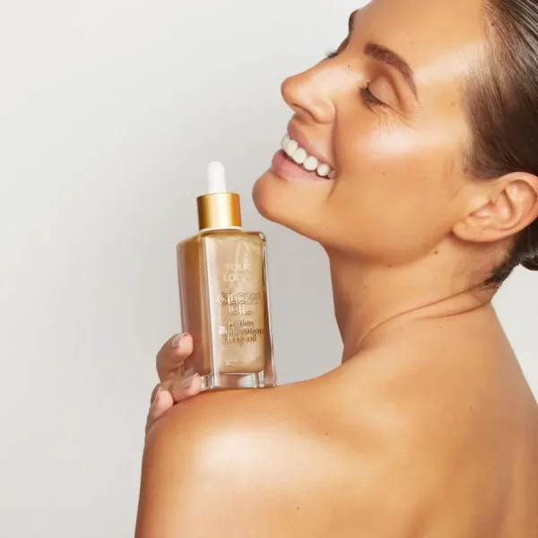 marque de distributeur luminous golden face body glow oil