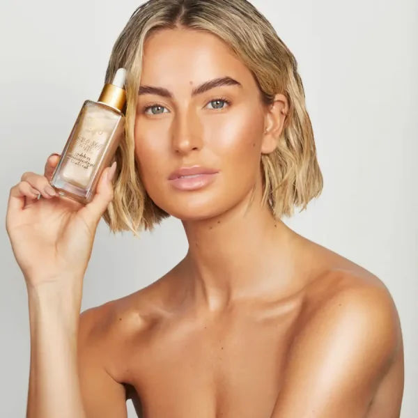 marque de distributeur luminous golden face body glow oil