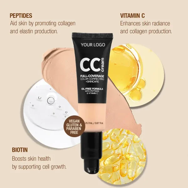 private label full coverage color correcting cc cream concealer