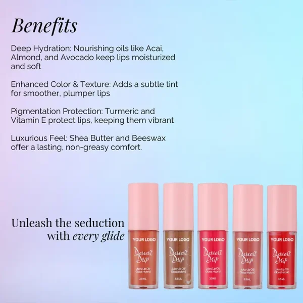 private label custom non sticky formula ph plumping lip gloss oil