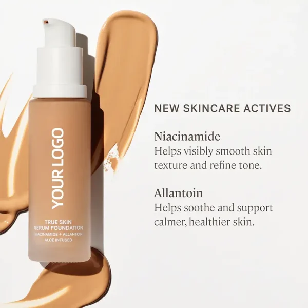 marque de distributeur fond de teint sérum mat à couverture totale avec niacinamide allantoïne