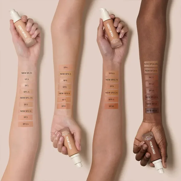 marque de distributeur fond de teint sérum mat à couverture totale avec niacinamide allantoïne