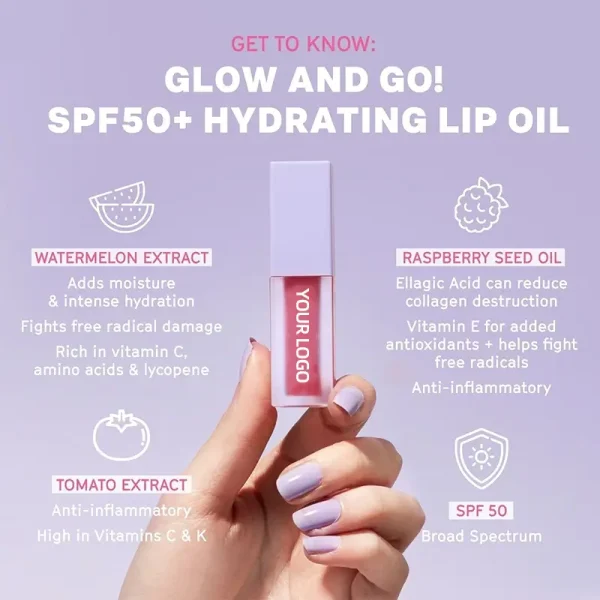private label fruit crystal jelly spf 50 lip oil