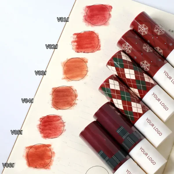 private label custom christmas winter matte red velvet lipstick set