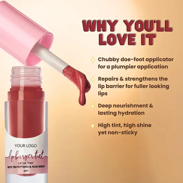 private label vegan cruelty free peptides hydrating repairing lip barrier tint