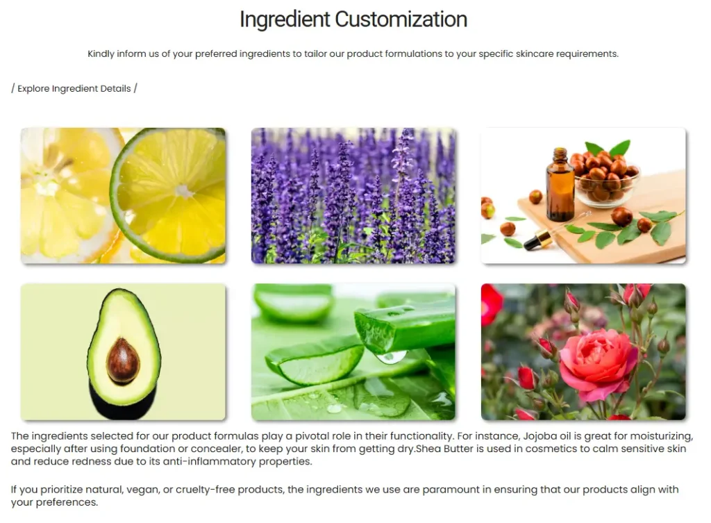 natural makeup ingredient customization