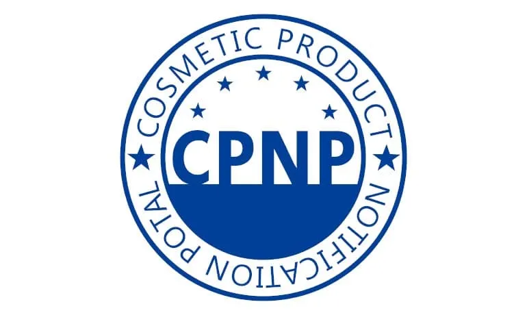 Kreisförmiges Logo mit dem Text "Cosmetic Product Notification Portal" und "CPNP" in der Mitte, umgeben von Sternen.