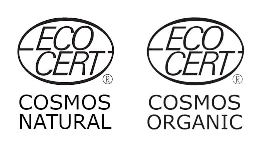 Loghi di certificazione Ecocert per Cosmos Natural e Cosmos Organic.