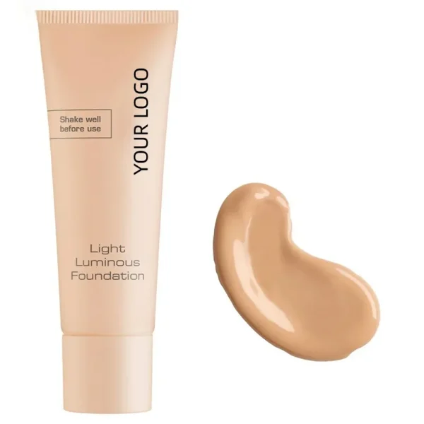 A tube labeled 'Light Luminous Foundation' with a beige color swatch