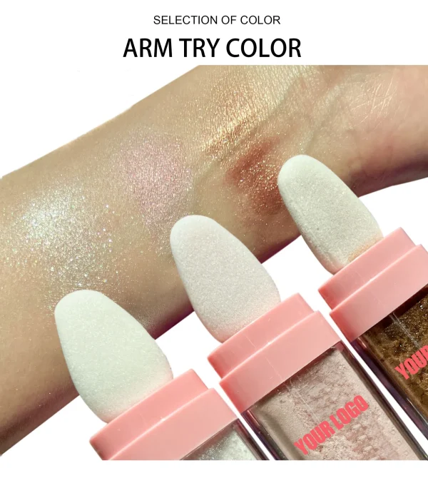Image montrant une sélection de couleurs sur un bras avec des applicateurs de maquillage