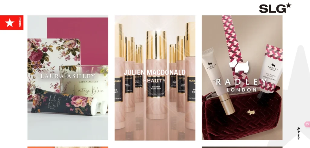 Image showcasing products from Laura Ashley, Julien Macdonald, and Radley London brands.