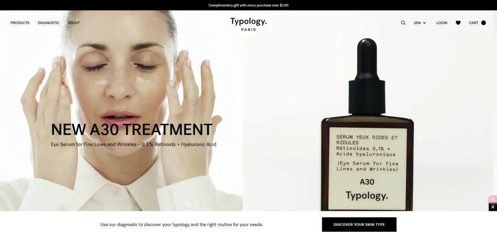 Typology eye serum for fine lines and wrinkles