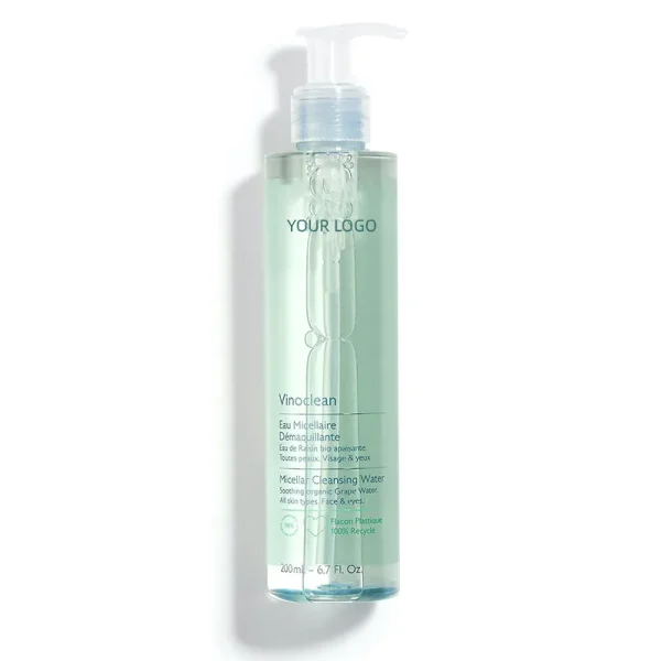Bottle of Vinoclean Micellar Cleansing Water with Your Logo on a white background