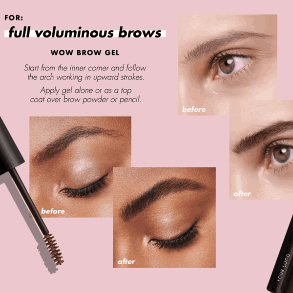 private label waterproof long lasting to 24h eyebrow gel fiber infused formula make perfect makeup
