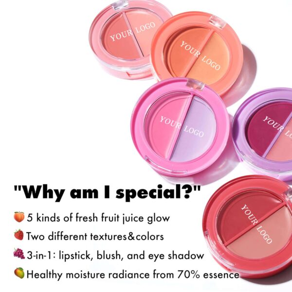 private label 3 in 1 lip and cheek eye shadow healthy balm