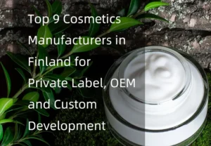 Vasetto di crema cosmetica bianca su sfondo naturale con foglie verdi, promuovere i migliori produttori di cosmetici in Finlandia per il marchio del distributore e l'OEM.