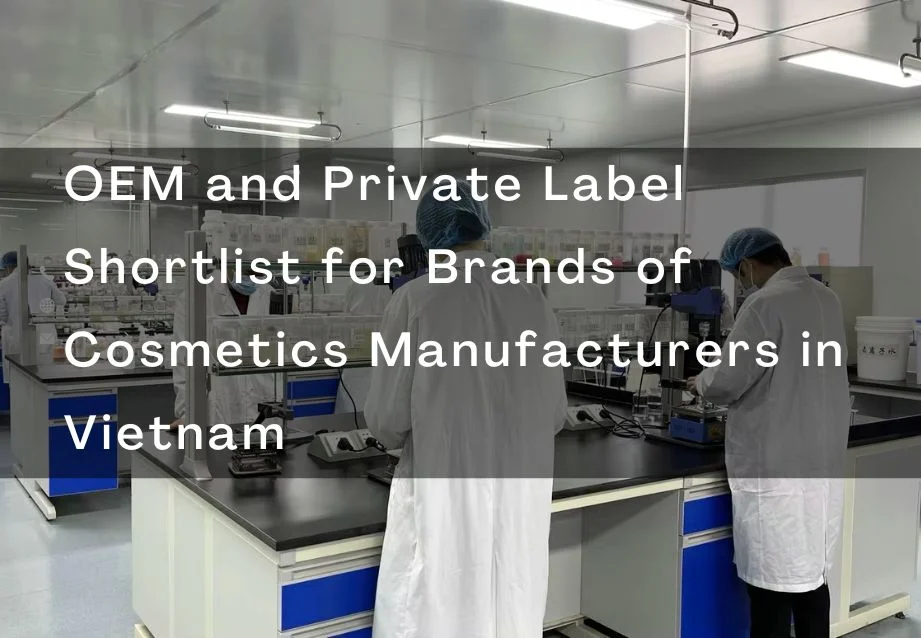 Laboratory in Vietnam with staff in protective clothing conducting cosmetic manufacturing processes.