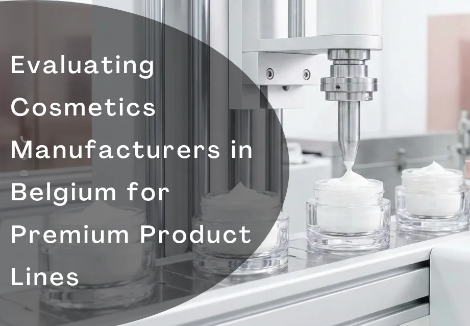 Vasetti per crema cosmetica riempiti su una linea di produzione automatizzata in uno stabilimento belga.