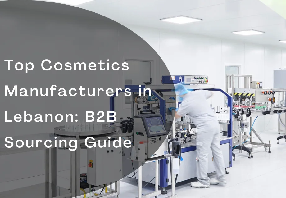 Operaio in uno stabilimento di produzione di cosmetici in Libano, con macchinari industriali e linee di produzione.