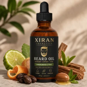 Olio ammorbidente per barba biologico a marchio privato con olio di argan e olio di jojoba