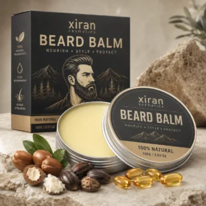 Private label beard balm with natural plant extracts